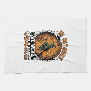 Oktober Wir Tragen Orange Fliegende Hexe Kürbisse Geschirrtuch
