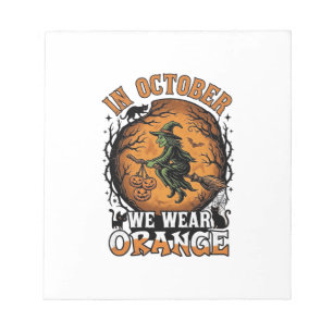 Oktober Wir Tragen Orange Fliegende Hexe Kürbisse  Notizblock
