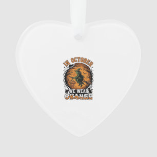 Oktober Wir Tragen Orange Fliegende Hexe Kürbisse  Ornament
