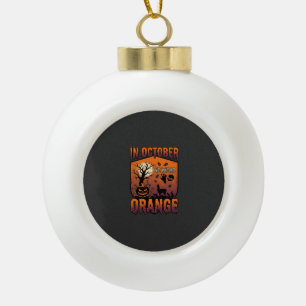 Oktober Wir tragen Orange Halloween Kürbis Llama S Keramik Kugel-Ornament