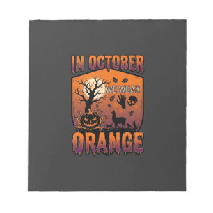 Oktober Wir tragen Orange Halloween-Kürbis-Llama-S Notizblock