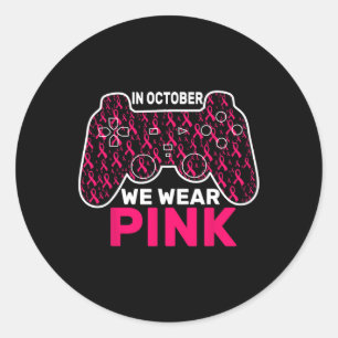 Oktober Wir tragen Pink Breast Cancer Gaming Kids Runder Aufkleber