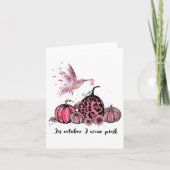 Oktober Wir tragen Pink Hummingbird Breast Cancer Karte (Vorderseite)