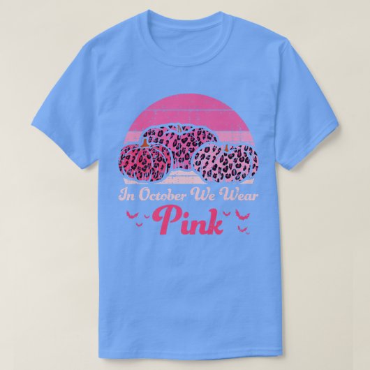 Oktober Wir tragen Pink Leopard Pumpkin Halloween  T-Shirt (Design vorne)