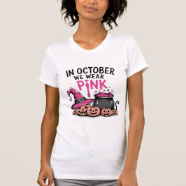 Oktober Wir tragen rosa Halloween Ghost Brustkrebs T-Shirt