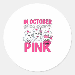 Oktober Wir Tragen Rosa Krankenpfleger Brustkrebsb Runder Aufkleber