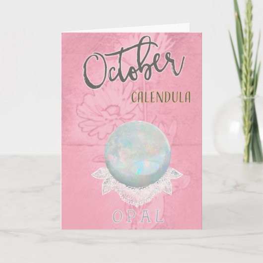 Oktobercalendula-und -opal-Geburtstag Karte (Vorderseite)