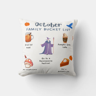 Oktoberfamilie-Bucketliste Cotton-Throw-Kissen Kissen
