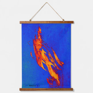 Oktoberfarbenes Tapesta tiefblau und goldfarben Wandteppich Mit Holzrahmen