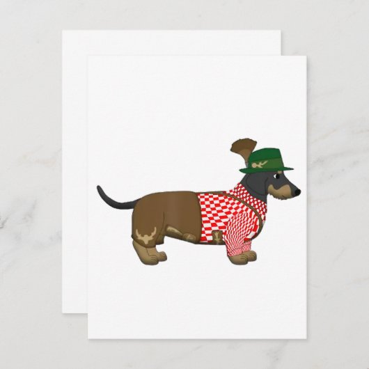 Oktoberfest 2018 - Funny German Dackel Kostüm Einladung (Vorne/Hinten)