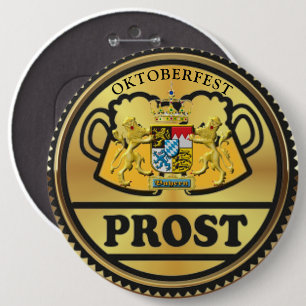 Oktoberfest Bayern München Deutschland Prost Golde Button