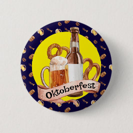 Oktoberfest Beer And Pretzels  Button