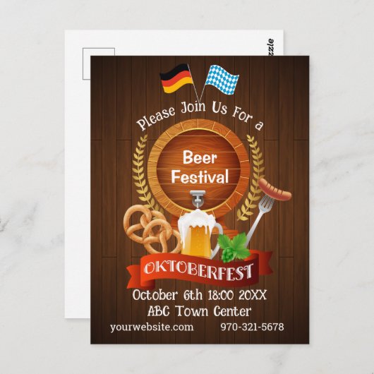Oktoberfest Beer Barrel Postkarte (Vorne/Hinten)