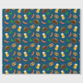 Oktoberfest Beer, Bretzel & Wurstmuster Wrappi Geschenkpapier (Flach)
