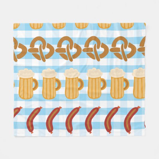 Oktoberfest: Bier, Salzbrezel, Wurstmuster Fleecedecke (Vorderseite (Horizontal))