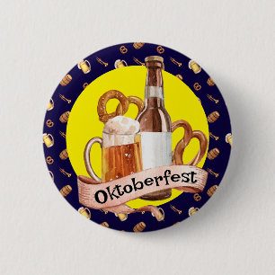 Oktoberfest Bier und Brezeln Button