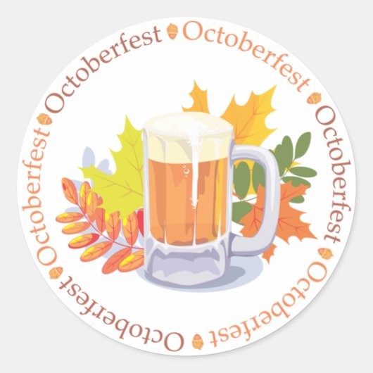 Oktoberfest-Bier und Herbstleaves Runder Aufkleber (Vorderseite)