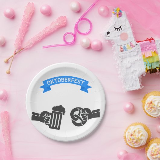 Oktoberfest Biere und Bretzel Pappteller (Party)