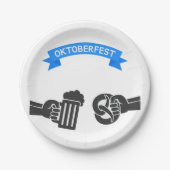 Oktoberfest Biere und Bretzel Pappteller (Vorderseite)