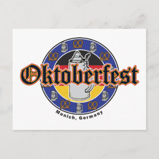Oktoberfest Biere und Bretzels Postkarte