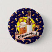 Oktoberfest-Biere und Salzbrezeln Button (Vorderseite)