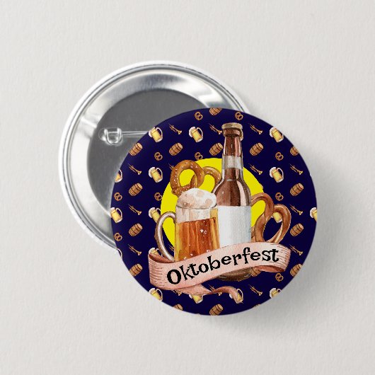 Oktoberfest-Biere und Salzbrezeln Button (Vorne & Hinten)