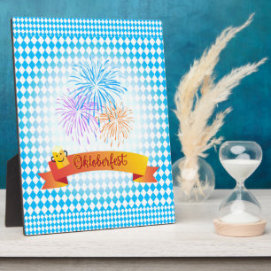 OKTOBERFEST Bierfest-Dekoration Blaues Muster Fotoplatte