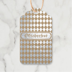 OKTOBERFEST Bierfest-Dekoration Blaues Muster Geschenkanhänger