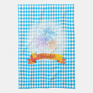OKTOBERFEST Bierfest-Dekoration Blaues Muster Geschirrtuch
