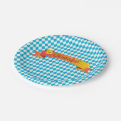 OKTOBERFEST Bierfestival Dekoration blauer Muster Pappteller (Schrägansicht)