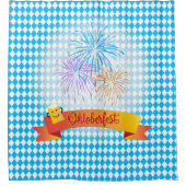OKTOBERFEST Bierfestival Dekoration Blaues Muster Duschvorhang (Vorderseite)