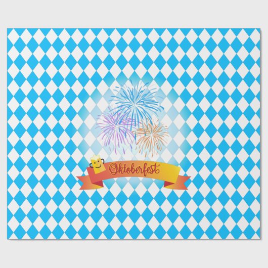 OKTOBERFEST Bierfestival Dekoration Blaues Muster Geschenkpapier (Flach)
