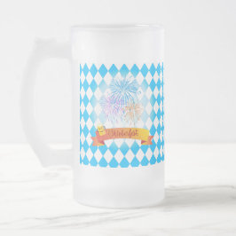 OKTOBERFEST Bierfestival Dekoration Blaues Muster Mattglas Bierglas
