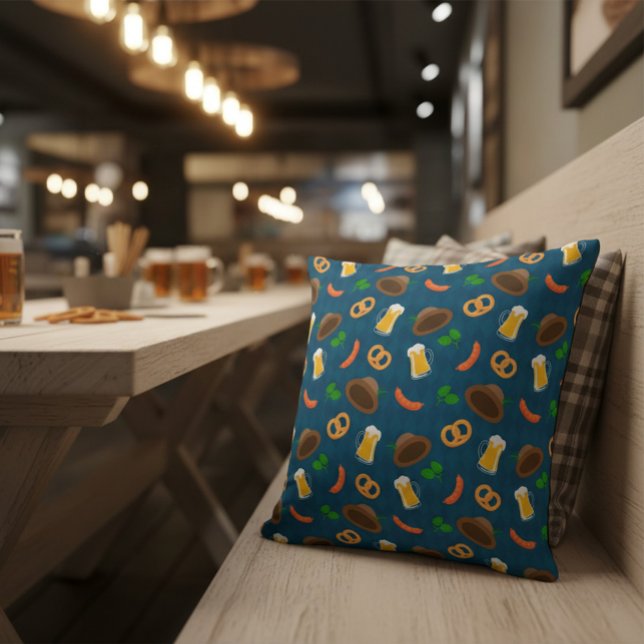 Oktoberfest-Biersorte, Bretzel- und Wurstmuster Kissen (Von Creator hochgeladen)