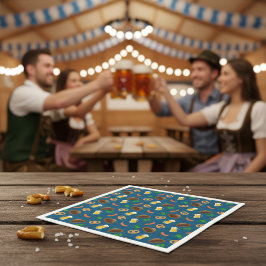 Oktoberfest-Biersorte, Bretzel- und Wurstmuster Serviette