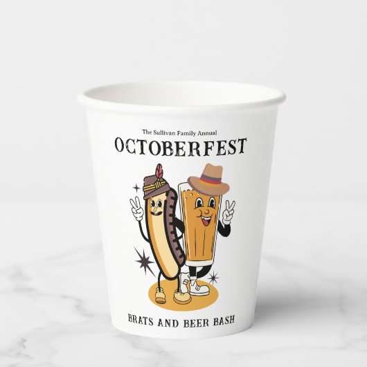 Oktoberfest Brands und Bierfall-Party Retro Pappbecher (Vorderseite)