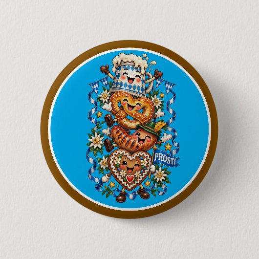 Oktoberfest Cartoonfiguren Button (Vorderseite)