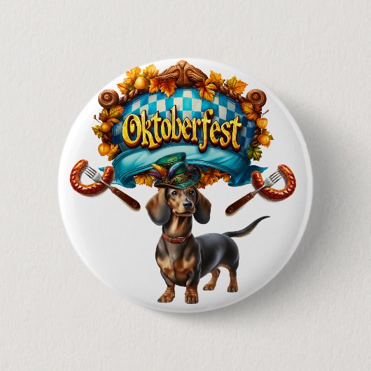 Oktoberfest-Dackel Button (Vorderseite)