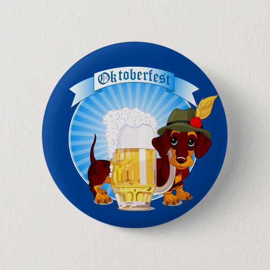 Oktoberfest-Dackel-Hund Button (Vorderseite)