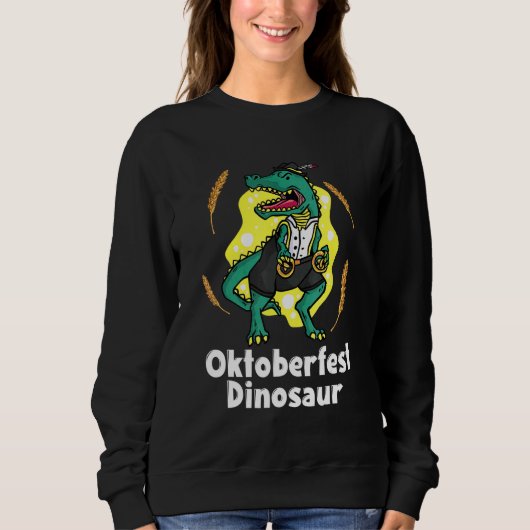 Oktoberfest Dinosaurier Lederhosen Bayerisches Kos Sweatshirt (Vorderseite)