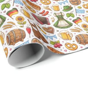 Oktoberfest-Feier nahtloses Muster – Wrappin Geschenkpapier