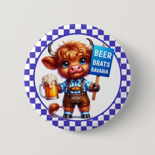 Oktoberfest Highland-Kuh  Button (Vorderseite)