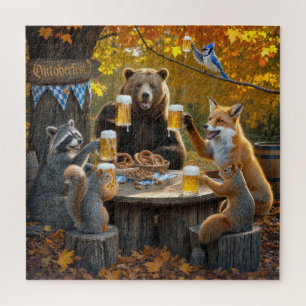 Oktoberfest im Wald mit Wildtieren Puzzle