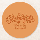 Oktoberfest Jahr Name Brauner Text auf Runder Pappuntersetzer (Vorderseite)