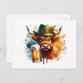 Oktoberfest Kuh Postkarte (Vorne/Hinten)