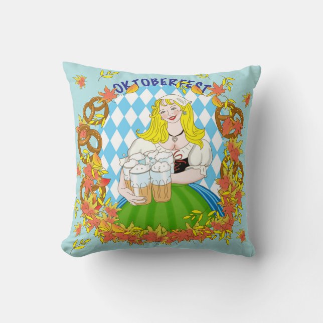 Oktoberfest , Mädchen und Bier Kissen (Vorderseite)