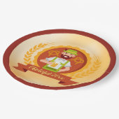 Oktoberfest Mann in Almhut mit Bier Pappteller (Schrägansicht)