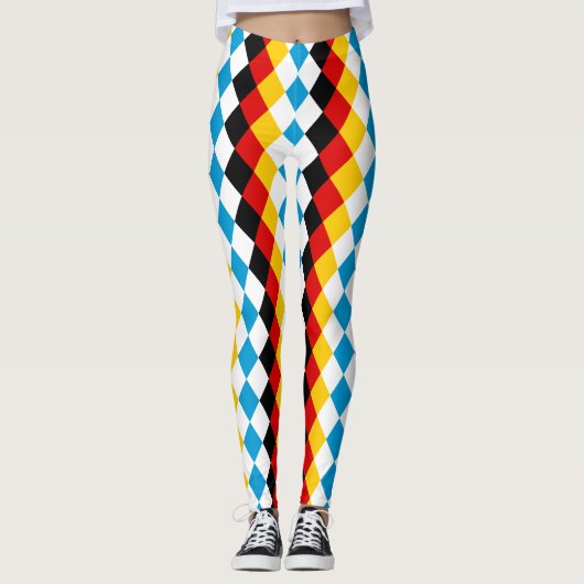 Oktoberfest-Outfit Bayerisch-Deutsche Flagge Farbe Leggings (Vorderseite)