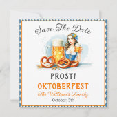 Oktoberfest Party Beer and Pretzels ai Rett Date Save The Date (Vorderseite)