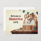 Oktoberfest-Party Einladung Postkarte (Vorne/Hinten)